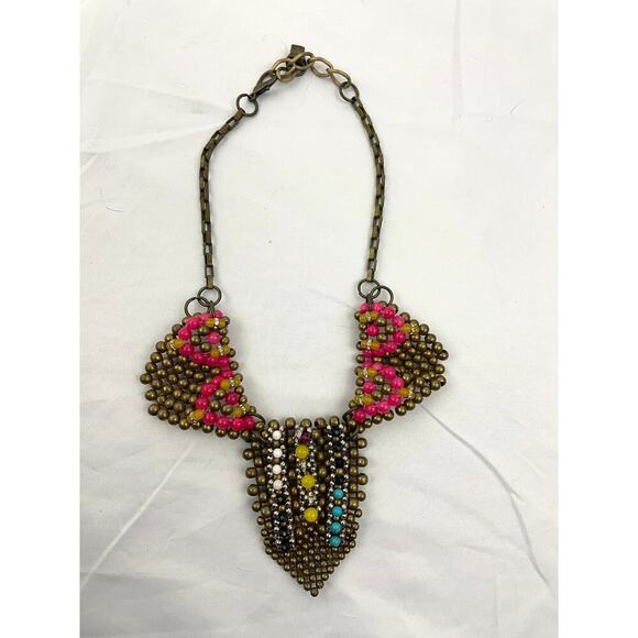 VTG Pam Hiran Anthropologie Beaded Multicolor Statement Necklace 20" Retired 90s - Picture 5 of 8